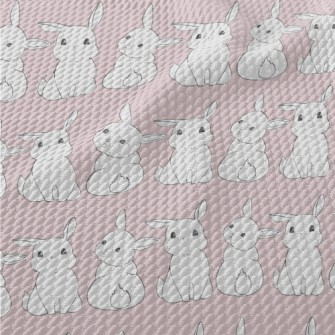 Cute Little White Rabbit Birdseye Piqué