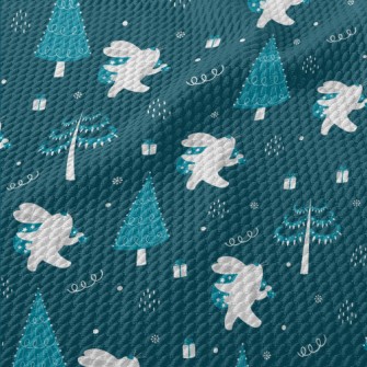 Winter Bunny Christmas Birdseye Piqué