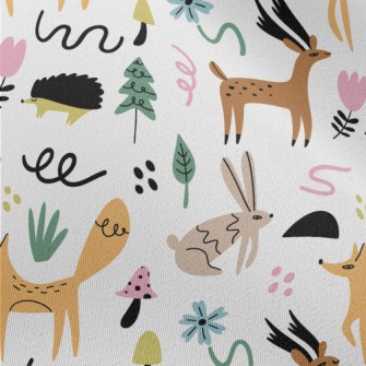 Hand Drawn Forest Animals Dood Chiffon