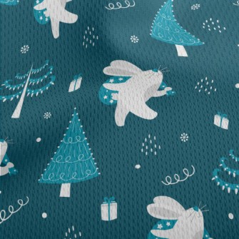 Winter Bunny Christmas Athletic Mesh Flat Back