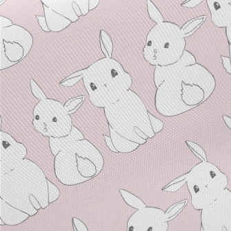 Cute Little White Rabbit Twill