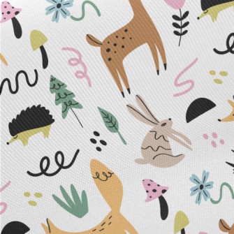 Hand Drawn Forest Animals Dood Twill