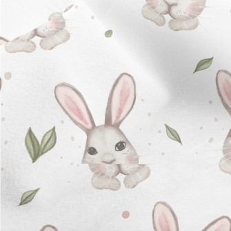 Watercolor Hand Drawn Rabbit Micro Fleece