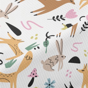 Hand Drawn Forest Animals Dood Piqué