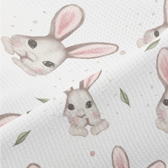 Watercolor Hand Drawn Rabbit Piqué