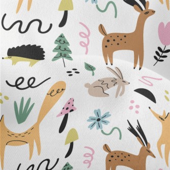 Hand Drawn Forest Animals Dood Lightweight Performance Linen