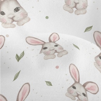Watercolor Hand Drawn Rabbit Lightweight Performance Linen