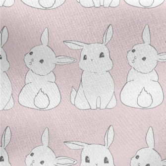Cute Little White Rabbit Jersey Backed Fleece
