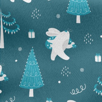 Winter Bunny Christmas Jersey Backed Fleece
