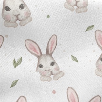 Watercolor Hand Drawn Rabbit Jersey Backed Fleece