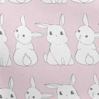 Cute Little White Rabbit Pongee