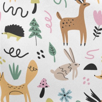 Hand Drawn Forest Animals Dood Pongee