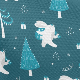 Winter Bunny Christmas Pongee