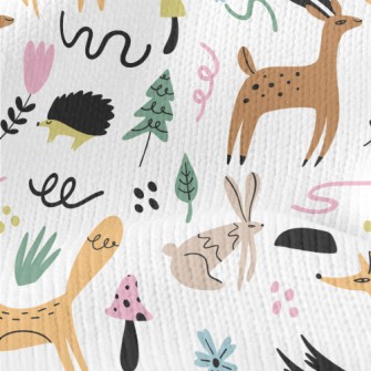 Hand Drawn Forest Animals Dood Stretch Jersey