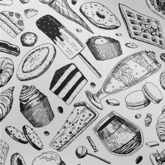 Black And White Sketch Dessert Chiffon