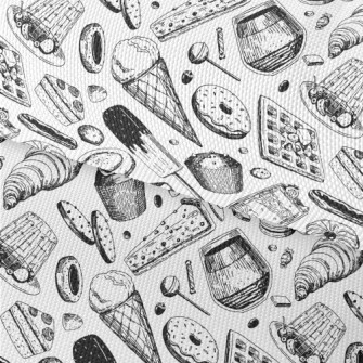 Black And White Sketch Dessert Waterproof Oxford