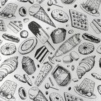 Black And White Sketch Dessert Waterproof Canvas