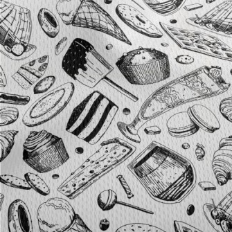 Black And White Sketch Dessert Athletic Mesh Flat Back