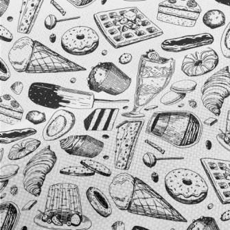 Black And White Sketch Dessert Performance Linen