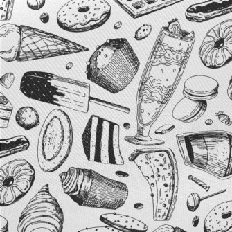 Black And White Sketch Dessert Twill