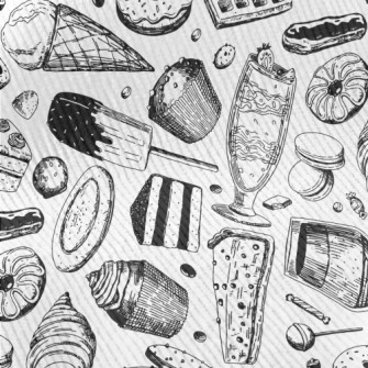 Black And White Sketch Dessert Standard Corduroy