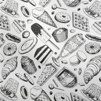 Black And White Sketch Dessert Dobby