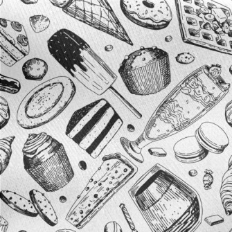 Black And White Sketch Dessert Jersey Backed Fleece