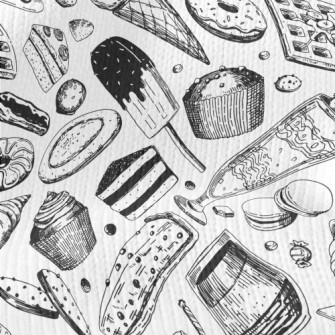 Black And White Sketch Dessert Stretch Jersey