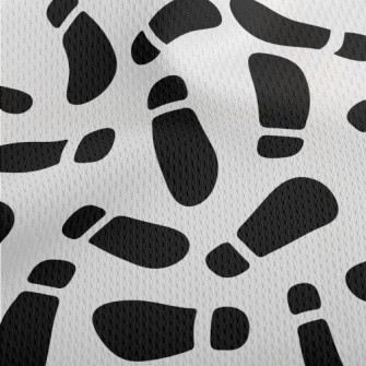 Black And White Shoe Footprint Athletic Mesh Flat Back