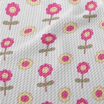 1970 Style Flowers Birdseye Piqué