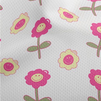 1970 Style Flowers Athletic Mesh Flat Back