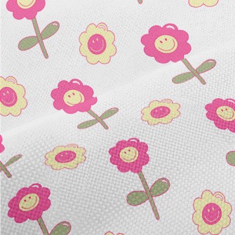1970 Style Flowers Performance Linen