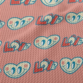 Happy Cartoon Love Heart Birdseye Piqué