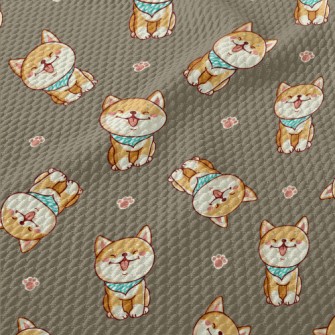 Cute Smiling Shiba Inu Birdseye Piqué