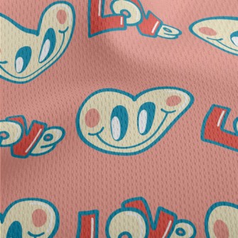 Happy Cartoon Love Heart Athletic Mesh Flat Back