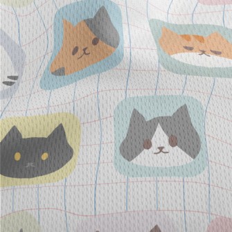 Cartoon Cat Cube Athletic Mesh Flat Back