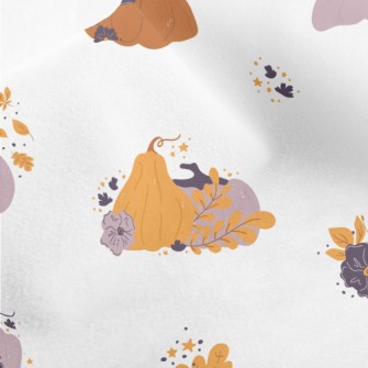 Autumn Plants And Pumpkins Micro Fleece