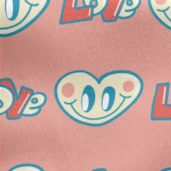 Happy Cartoon Love Heart Jersey Backed Fleece