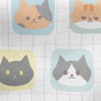 Cartoon Cat Cube Jersey Backed Fleece