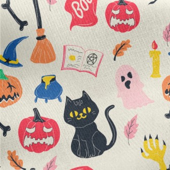 Hand Drawn Halloween Elements Jersey Backed Fleece