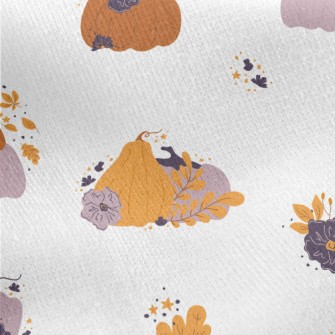 Autumn Plants And Pumpkins Jersey Backed Fleece