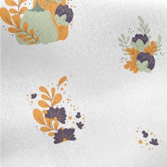 Pumpkin With Leaves Jersey Backed Fleece