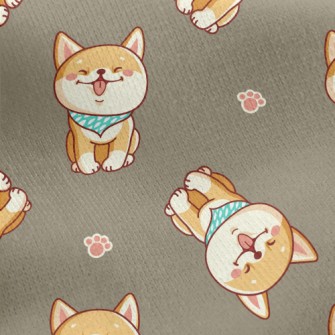 Cute Smiling Shiba Inu Jersey Backed Fleece