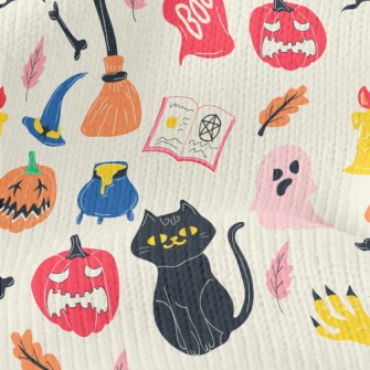 Hand Drawn Halloween Elements Stretch Jersey
