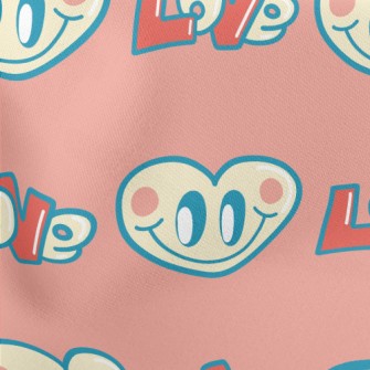 Happy Cartoon Love Heart Lightweight Cotton Poplin