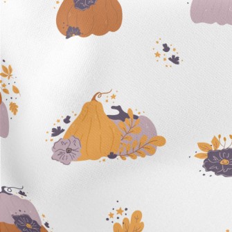 Autumn Plants And Pumpkins Lightweight Cotton Poplin