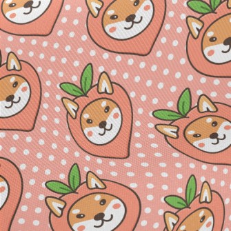 Peach Shiba Inu Midweight Cotton Poplin