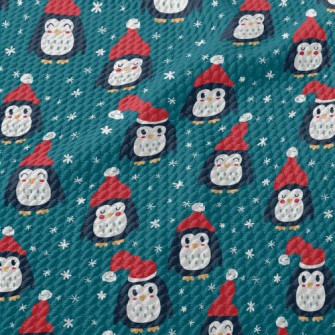 Penguin With Santa Hat Birdseye Piqué