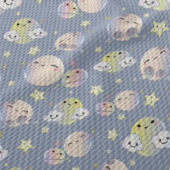Cute Smiling Starry Sky Birdseye Piqué