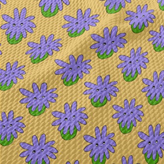 Psychedelic Purple Flowers Birdseye Piqué
